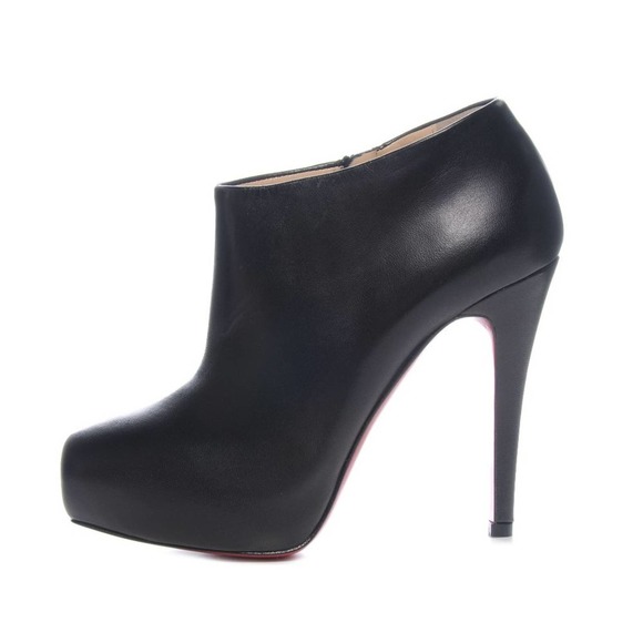 Christian Louboutin Shoes Heels Platform Ankle Boots Miss 120 Bootie Leather Bla - Picture 2 of 16
